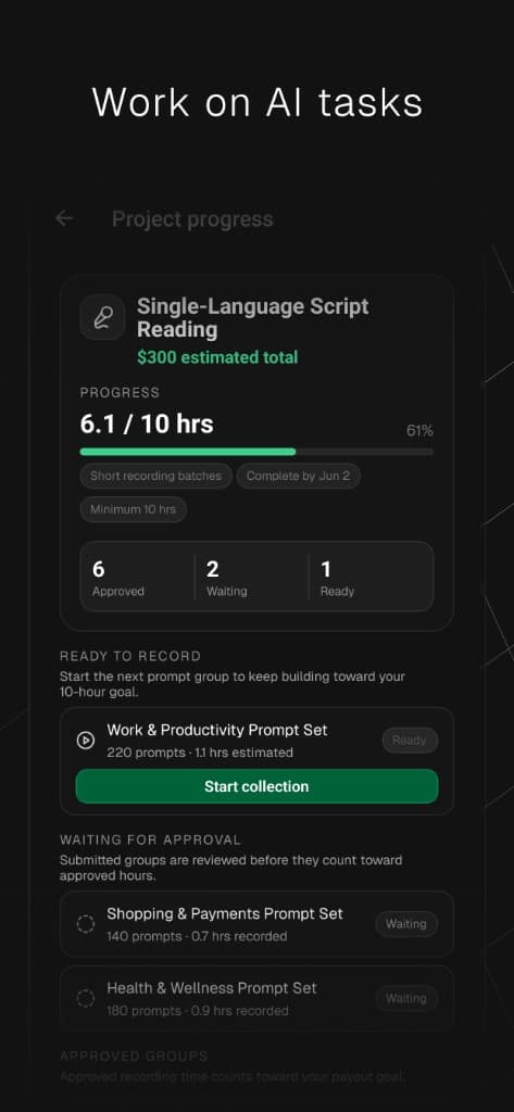 Total app — language recording progress
