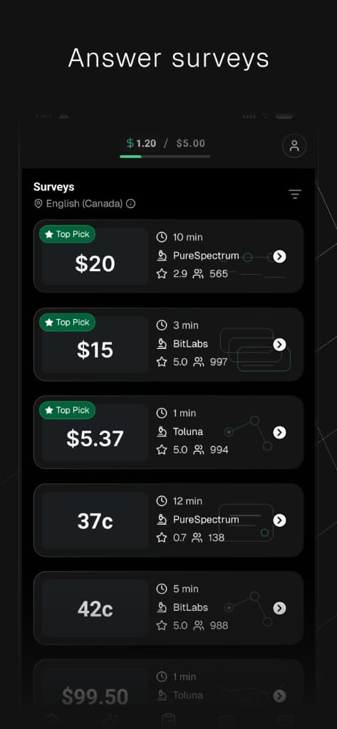 Total app — research surveys